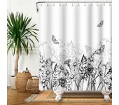Green Plant Leaf Vines Flowers Shower Print Modern Nordic Minimalist Polyster Home Decor Bathroom Curtain with Hooks