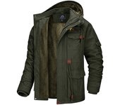MAGCOMSEN Winter Men's Fleece Jacket Thicken Warm Coats with Detachable Hood Overcoat Multi-Pockets Snow Ski Hiking Parkas