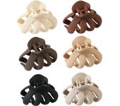 6 Pieces Big Claw Hair Clips for Thick Hair, 3.2'' Matte Octopus Large Clips Women and Girls, Neutral Jaw Strong Hold Jumbo Clip All Hair Types