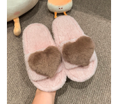 2024 Winter New Children Plush Shoes for Girl Sweet Love Fashion Korean Style Soft Anti-slippery Chic Versatile Outside Slippers