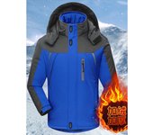 Chaqueta de Esquí Impermeable de Montaña para Hombre Abrigo de Invierno de Lana Antiviento con Capucha