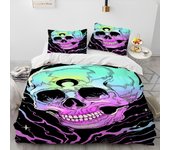 3D Gothic Horror Skull Cartoon Comforter Bedding Set,Duvet Cover Bed Set Quilt Cover Pillowcase,King Queen Size Bedding Set Gift
