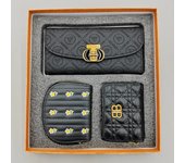 2024 New Vintage Purse Ladies Large Capacity d buckle Multi-card Multi-function triple Fold Handheld Bag 3-piece gift Box for the holidays