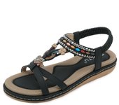 W676-4 nuevo verano 2025 primavera y verano diamantes de imitación Casual playa playa sandalias planas de las mujeres cómodo y versátil