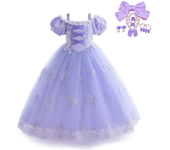 Little Girl Rapunzel Costume Party Fancy Princess Dress Birthday Party Christmas Purple Long Dress Cosplay Carnival Disguise