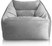 Reposapiés Salon de Lujo - [50x40x30 cm] Sofa Puf de Diseño con Relleno Incluido para Escritorio u Oficina - Taburete Bean Bag Chair Grande en Cuero Sintético Beige