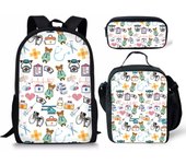 Classic Fashion Funny Nurse 3D Print 3pcs/Set pupil School Bags Laptop Daypack Backpack Lunch bag Pencil Case