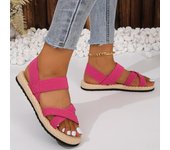 Women's Cross Strap Sandals, Casual Solid Color Slip On Ankle Strap Flat Shoes, Minimalist & Lightweight Outdoor Shoes