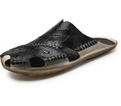 Nuevas sandalias de playa de cuero antideslizantes zapatillas clásicas masculinas al aire libre aumentan el tamaño 38 - 48