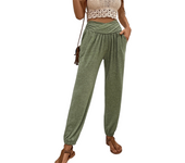 Pantalones holgados de mujer, pantalones de casa, bolsillos sueltos casuales, pantalones corsé de cintura alta