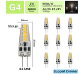 10pcs G4 LED Bulb 2W 3W AC DC12V 24V 2835 SMD Dimmable Warm Cold White 360 Degree Angle Chandelier Light Replace Halogen Lamp