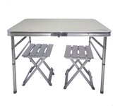 mesas plegable y 4 taburetes, Mesa tipo maletín, Mesa de picnic,  Soporte sombrilla