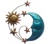 Hanging Sculpture Moon Star Ornament Home Sun Face Metal Art Indoor Outdoor Wall Decor