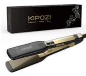 KIPOZI Professional Hair Straightener Titanium Flat Iron with Digital LCD Display Dual Voltage Instant Heating Curling Iron Gift