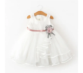 Niñas Casual Princesa Puffy Dress,Vestido sin mangas de encaje empalmado,Vestidos de fiesta de verano