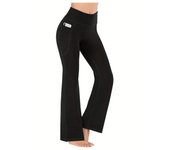 Women's Flared Pants with Pockets, Flared Leg Yoga Pants High Waist Fitness Casual Tummy Tuck Pants