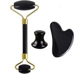 Fashion 2/3/4Pcs Natural Rose Quartz Obsidian Jade Roller Gua Sha Stone Set Gouache Scraper Facial Lifting Anti-Wrinkle Skin Care Tools