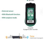 TempU06 Bluetooth Temp Data Logger Reusable -200℃ Cold Chain Low Temperature Recorder Temperature Monitor with External Sensor
