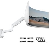 Premium Ultrawide Soporte Monitor Pared para Pantallas de 17 a 49 Pulgadas PC y TV, Brazo Monitor Pared con Resorte de Gas Ajustable, Inclinación y Giro, Load 2-20KG, VESA 75/100/200