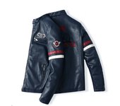 Chaqueta cuero moto hombre resistente viento bordado trail rally Equipo Protector