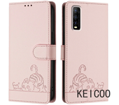 Carcasa De La Billetera Vivo Iqoo Y55s Y55 Y75 T1 U5 U5e Y70s Y30 Y33e Y56 Y16 Y02s 2023 4G 5G 2023 Funda De Piel De Gatito
