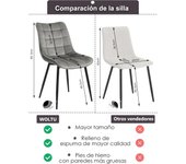 Pack de 2 Sillas de Comedor Asiento de Tela Dining Chairs Silla Diseño Silla Tapizada Estructura Metálica Sillón con Respaldo Sillas de Cocina Antracita BH247an-2