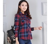 Women's Plaid Shirts 2023 Autumn New Ladies Casual Long Sleeve Pocket Cotton Shirt Fine Elegant Lady Checked Tops Clothes