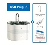 1pc 2.2L Automatic Circulation Cat Water Fountain, USB Recharging Cat Water Dispenser With Stainless Steel Nozzle And Ultra