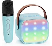 1 Pcs Karaoke Machine for Kids, Portable Bluetooth Speaker with Wireless Microphone for Kids, Christmas Toys Gifts(Blue)