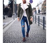 Winter fleece composite suede men's warm jacket