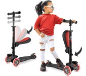 Patinete, Scooter para niños, 2 años en adelante, Asiento abatible, Altura Ajustable, Monopatin 2 en 1, Luces Intermitentes
