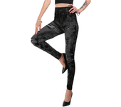 Women's imitation mesh fabric, printed jeans, Fashion women's clothing multi colored, hip lifting