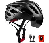 Luz LED – Casco MTB Carretera y Montaña, Ajustable, Visera Desmontable, Material EPS, Certificado CE y TÜV, Alta Protección y Ventilación (Modelo KL-049)