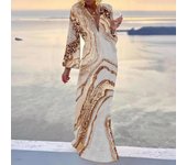 Vestido bohemio estampado con cuello en V para mujer, Vestido de primavera y verano