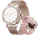 2025 SANLEPUS Women's Smart Watch, 1.2" Sports Smartwatch with 100 Sports, Receive and Answer Calls, Pedometer and Health Monitor for Heart Rate, Blood Oxygen and Sleep, IP67 Waterproof, Compatible with Android iPhone, Steel and Silicone Double Straps