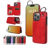 For IPhone 15 Pro Max 14 13 12 Case Higher Quality Leather Wallet Case with Card Holder Ring Shockproof Cover