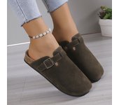 Medio arrastre un pedal sandalias mujer verano desgaste cabeza redonda media arrastre perezoso zapatos