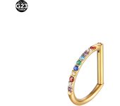 1Pc F136 Titanium16G 8/10mm Cartilage Tragus Helix Ear Piercing Body Jewelry Nose Ring Half Ring CZ D Shape Segment Ring Cliker
