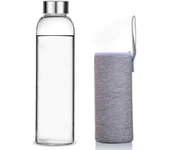 360ml/420/550ml Glass Water Bottle, Sports with Stainless Steel Lid and Protective Bag,  Free Vine Drink Bottle