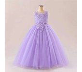 Stylish Bridesmaid With Flowers Tulle Princess Party Dresses For Girl, First Communion And Christmas Evening Dress