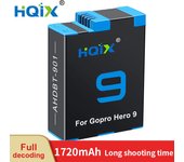 HQIX for GoPro Hero 9 10 11 12 Black Action Camera AHDBT-901 Charger Battery