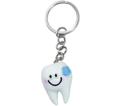10 Pcs Keychain Cute Flower White Teeth Pendant Bag Key Chain Ring for Dentist Nurse Gift Dental Keychain