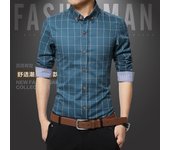 Men's slim long sleeved shirt, spring and autumn top, checkered