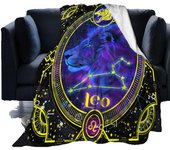Cartoon Leo Blanket Constellations Throw Blankets Soft Horoscope Astrology Flannel Throw Blanket Zodiac Sign 50"X40"