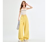 [Yunhe Fish] Thirteen line yellow wide leg jeans for women in spring 2025, new high waisted and floor hugging pants