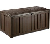 Exterior, Baúl almacenaje, Capacidad 390L, Resina, Color Marrón, Ordenación jardín y terraza, 65 x 128 x 61 cm