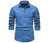 2023 plus size long sleeved men, casual cotton, high-quality denim shirt for men