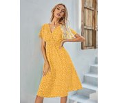 Vestidos de manga corta con estampado floral para mujer, vestido pequeño para verano