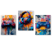 Graffiti Game Controller Prints Poster Headphones Gaming Decorative Canvas Painting Boy Bedroom Gamer Room Wall Art Decor