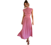 Vestido de mujer dulce moda calle verano y otoño casual stand collar macaron off-waisted vestido largo